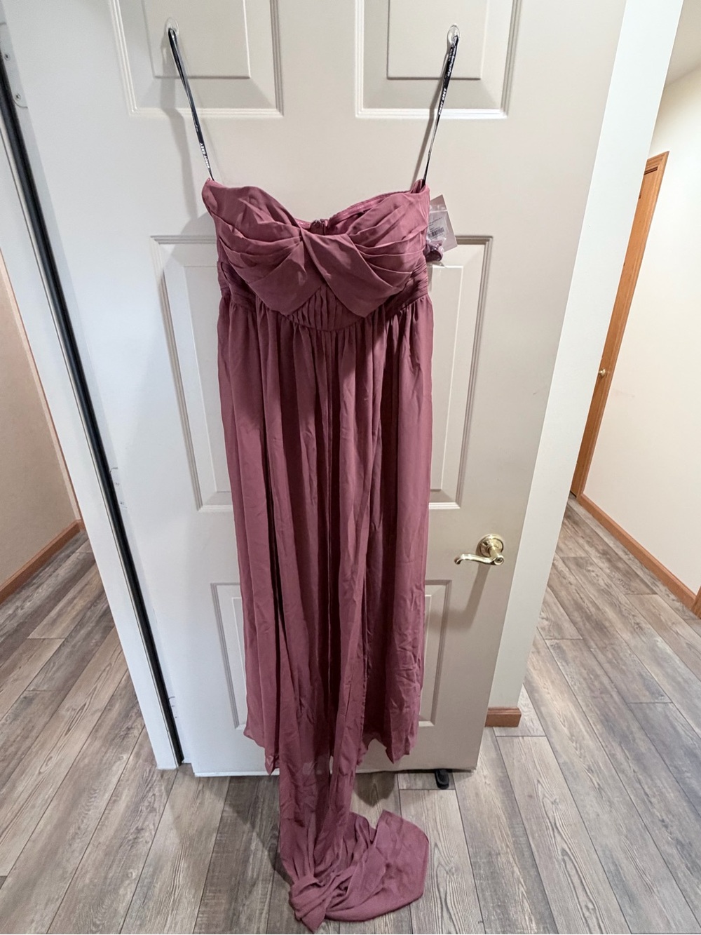 Birdy Grey Dusty Mauve Strapless Maxi Dress with Twist Front